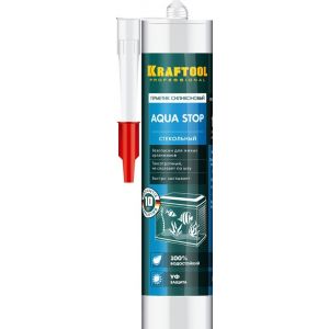 Герметик KRAFTOOL "AQUA STOP" силиконовый стекольный, 300мл