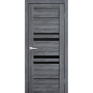 Дверь межкомнатная L14 Fly Doors, Дуб стоунвуд 3D, черное стекло