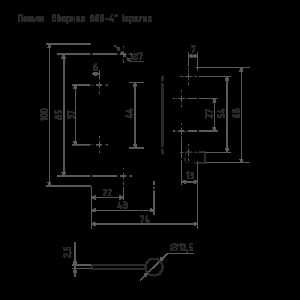 Петля без врезки "Бабочка" , без колпачка, Черный (800-4")